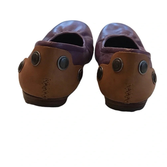 B. Makowsky Remi Leather Slip On Ballet Flats Purple Tan Studded Flat shoes Sz 7 - Picture 8 of 8